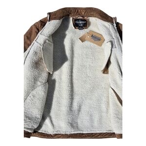 NWT Brown/Tan Thick Seude Jacket with Sherpa Lining Throughout Entire Body